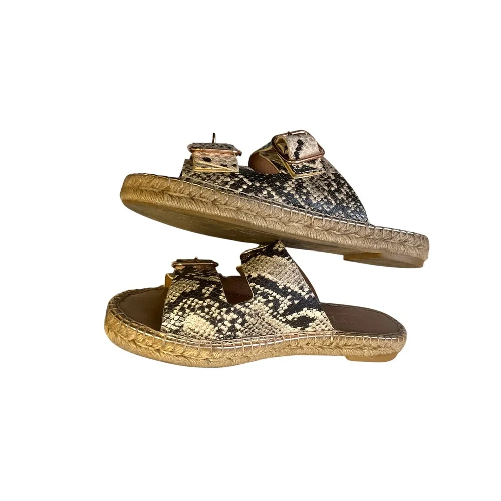 Maypol Snakeskin Print Espadrille Slide Sandals Buckle Straps Spain Size 37